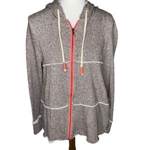 Fresh Produce Swift Front Zip Hooded Jacket With Raw Edges Size M/L Brown Coral